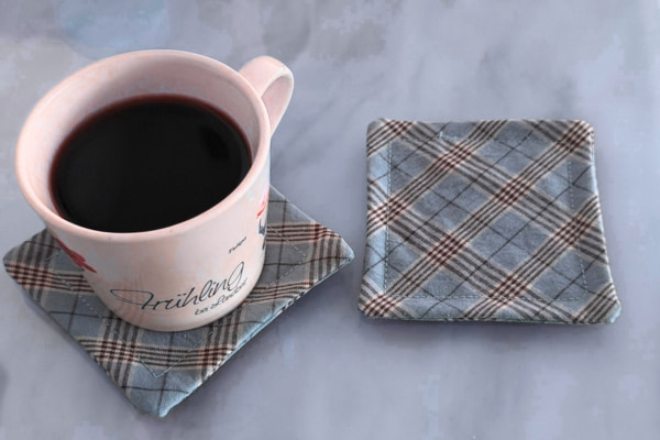 Easy square coasters made from scrap fabric